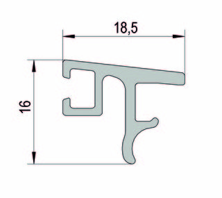 VetroMount® täckprofil             upptill, natur, L=2500 mm