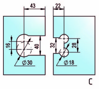 Gångjärn Juna G/G för bastu,       180°, blankförkromad, 1 par