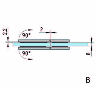 Gångjärn Juna G/G för bastu,       180°, blankförkromad, 1 par