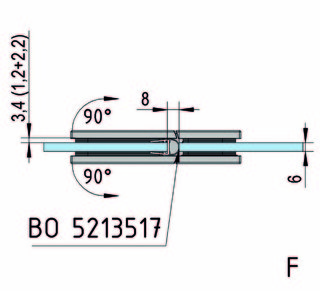 Gångjärn Juna G/G för bastu,       180°, RF-utseende, 1 par