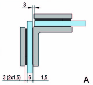 Vinkelfäste Juna G/G 90°,          RF-utseende, 1 par