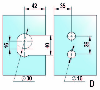 Gångjärn Juna G/G 90° enkelsidigt, RF-utseende, 1 par