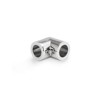 Hörnanslutning, rund 19, 90°,      blankförkromad