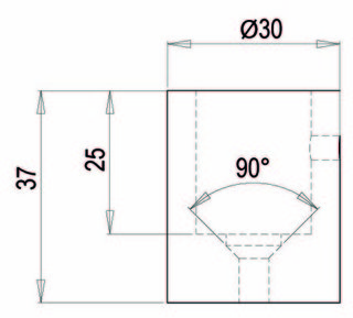 Vägganslutning rund 19, 90° för    stabiliseringsstång blankförkromad