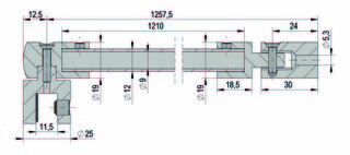 Stabiliseringsstag set Ø12 G/V,    8-10 mm glas, svart, L=1210mm