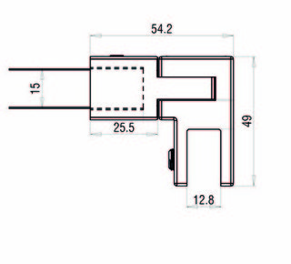 Stabiliseringsstag set Ø15 G/V,    6-10mm glas,RF stål pol., L=1000mm