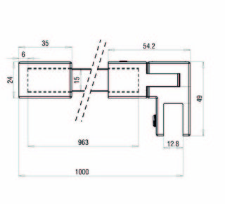 Stabiliseringsstag set Ø15 G/V,    6-10mm glas,RF stål pol., L=1000mm