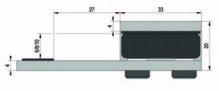 Dörrstopp för eftermontering 180°  G/G 6-10mm glas, höger blankkrom