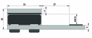 Dörrstopp för eftermontering 180°  G/G 6-10mm glas, vänster blankkrom