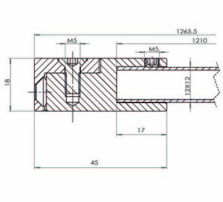 Stabiliseringsstag G/V, 8-10mm     glas, L=1210mm, koppar borstat