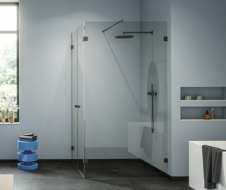 Stabiliseringsstag set 12x12 G/V,  8-10 mm glas, grafit matt, L=1210mm