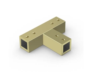 Trepunktsanslutning 12x12,         fyrkantig, 90°, borstad mässing