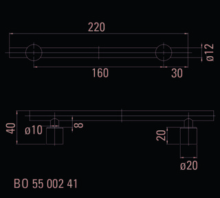 rostfritt stål Stånghandtag        ø 12 för limning