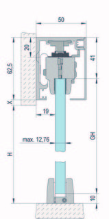 MasterTrack® FT 60 skjutdörrssats, väggmontage, L=2000 mm, svart