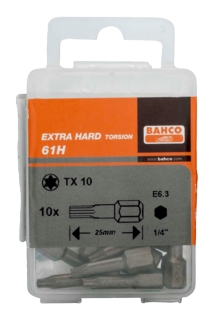 Bits Bahco för Torx, extra hård    torsionsbits T10x25mm 10-pack