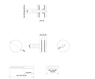 Punktfäste 5010 Premium Ø50        Distans 10mm AISI316 gängad