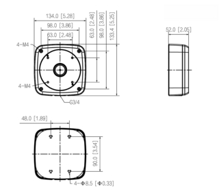 Kopplingsbox fyrkantig PFA124      134x133.4x52mm