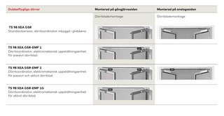 Pkt TS98 pardörr GSR-EMF1G         el-fasthållning 1220-1350mm silver
