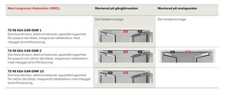 Pkt TS98 pardörr GSR-EMR2          med rökdetektor 2500-2800mm silver