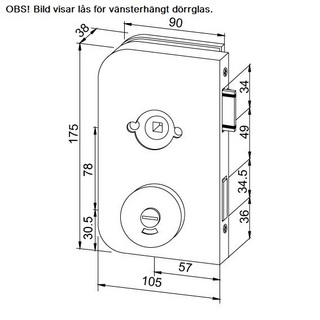 Nordic Frame lås, för rosett, med  WC-vred och indikering, HÖ, natur