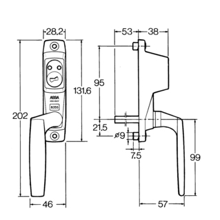 Säk. handtag FIX 835S Rakt med     microbrytare 8mm X=53mm krom