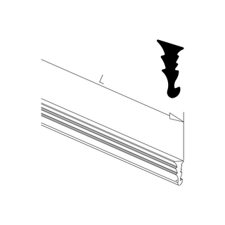 Kilgummi till 20mm bred u-profil   10-10,76mm glas, Svart, 50m
