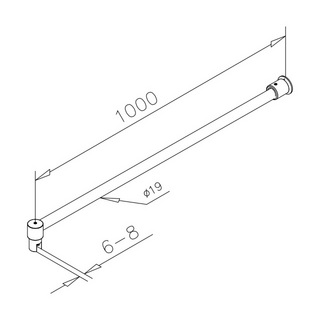 Duschstag, G/V, 90°, Ø19mm,        1000mm, svart