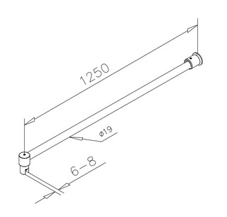 Duschstag, G/V, 90°, Ø19mm,        1250mm, blank krom