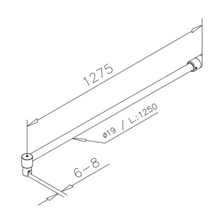 Duschstag, G/V, 45°, Ø19mm,        1250mm, blank krom