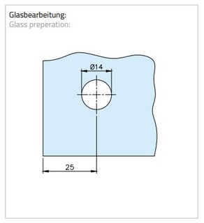 Klämfäste 90°, G/V, 8-10mm glas,   blankpolerad