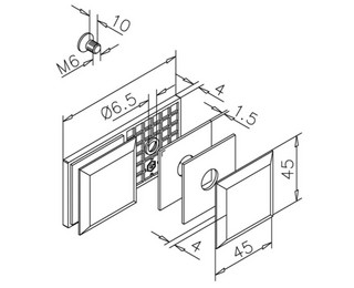 Klämfäste 180°, G/G, 8-12 mm glas, matt mässing