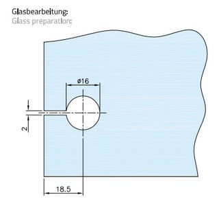 Klämfäste 90°, G/V, 8-12 mm glas,  blankpolerad