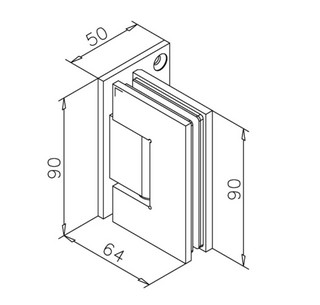 NS gångjärn, G/V, 8-12mm,          med ensidig fästplatta,matt mässing