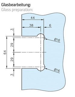 NS gångjärn, glas 180°, G/G,       8-12mm glas, lika rf