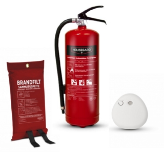 Brandkit inkl. pulversläckare 6kg  röd, brandfilt & brandvarnare