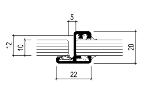 Anslagsprofil till pardörr 2500mm  svart, inkl. gummi