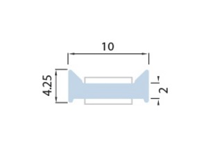 Glasningslist 2-vägsmöte 90°,      10-10.8mm glas, L=3000mm