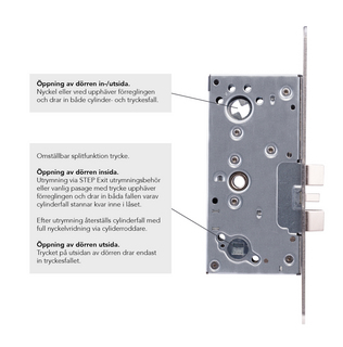 Låshus utrymning STEP SE27-M med   split och mikrobrytare