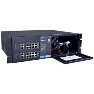 PoE Switch 48V 480W 8 portar 19tum rack, max 4x12Ah, batteribackup