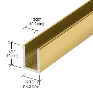 U-profil 14x19mm 10mm glas,        L=2520mm, polerad mässing