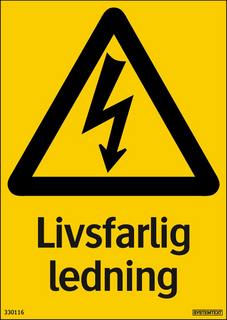 Varningsskylt 105x148mm Livsfarlig ledning