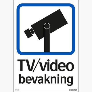 Ordningsskylt 148x210 mm TV/Video  bevakning dubbelsidig