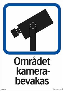 Ordningsskylt 210x297mm Området    kamerabevakas