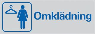 Symbolskylt 225x80 mm Omklädning   dam