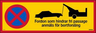 Skylt Fordon som hindrar fri       passage 594x210mm