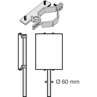 Stolpfäste för kantbockade skyltar 110 x 35 x 95 mm
