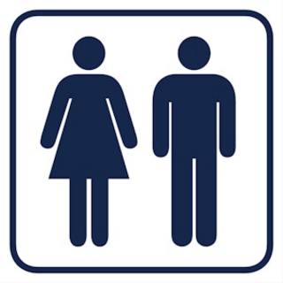 Pictogram 140x140mm dam/herr WC    självhäftande 5-pack
