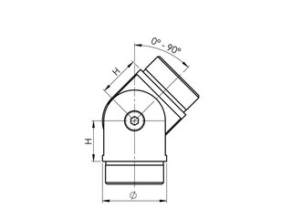 Justerbart hörn ± 90° för rör      42,4x2mm, AISI 304