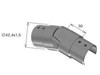 Justerbar skarv, nedvinklad för    notrör 42,4mm AISI 316