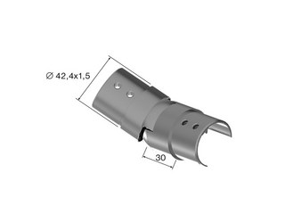 Justerbar skarv uppvinklad för     notrör 42,4mm, AISI 304